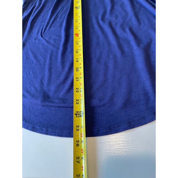 Cable & Gauge Embroidered Halter Top Navy White Keyhole Back Soft Sz M Stretchy - Picture 9 of 9